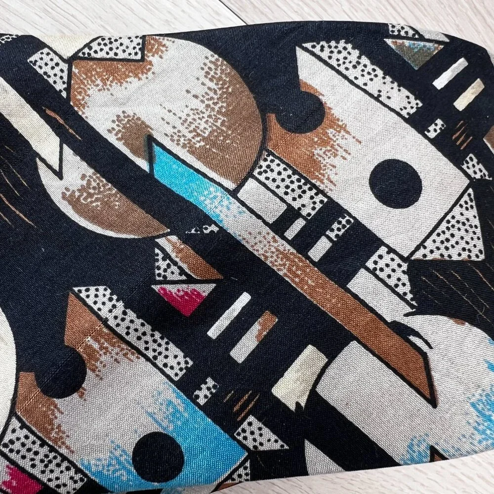 Vintage 80s Maco Matellini 100% Silk Abstract Geometric Print Necktie 55